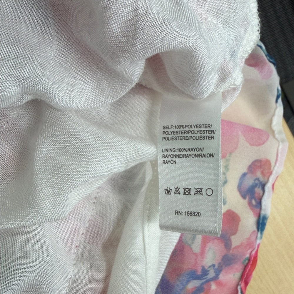 White Floral Dress with Pink and Purple Accents By Allison NY Size medium - Picture 9 of 16